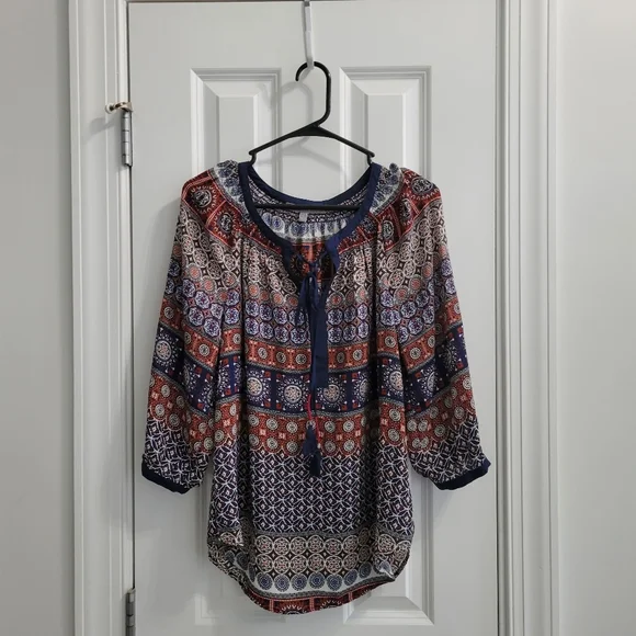 Danielrainn Boho Blouse Medium Size Blue and Orange. - Picture 1 of 6